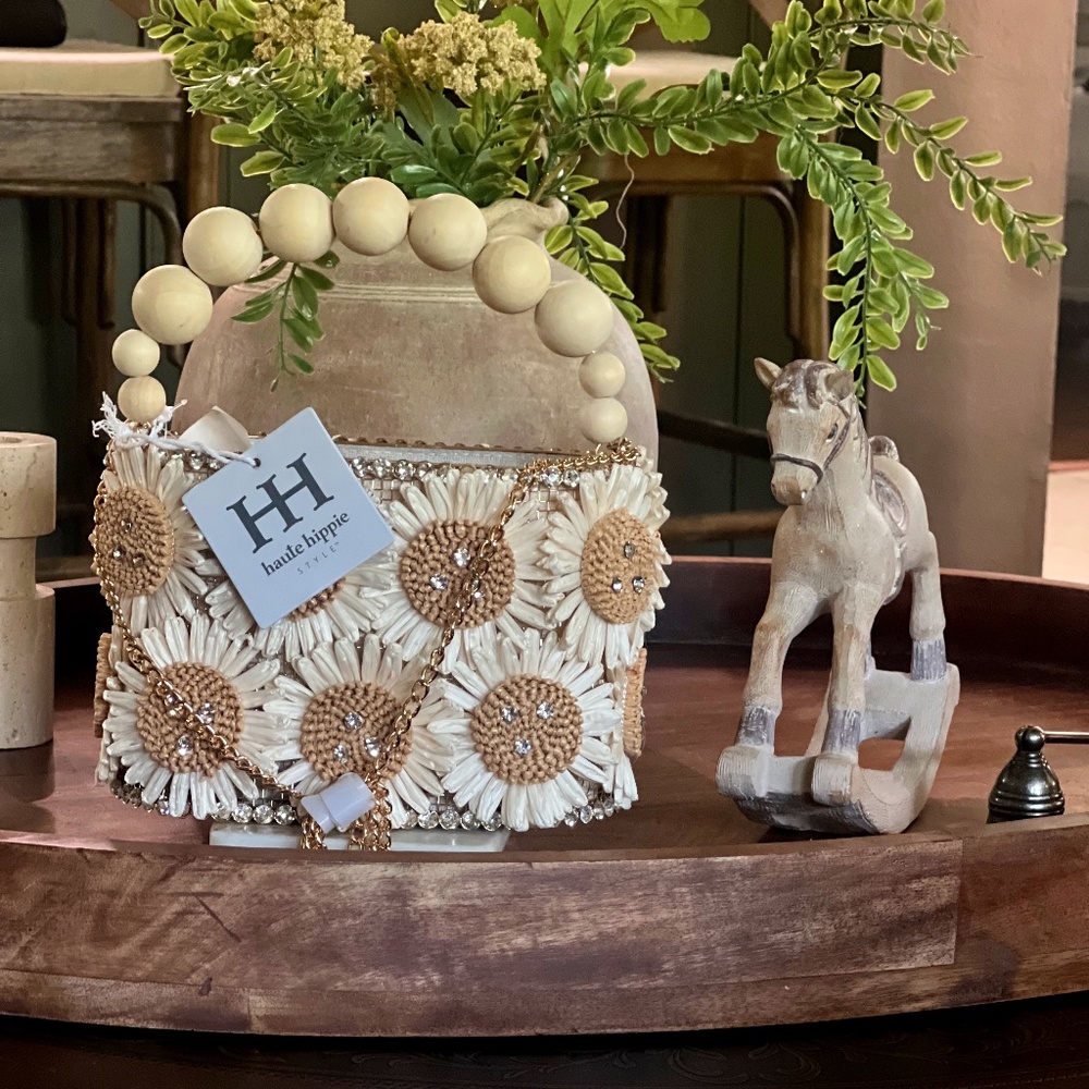 Brand New Flower Beige Bucket Bag